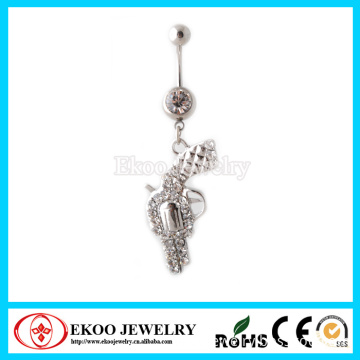 Gun Style Crystal Body Piercing Navel Belly Button Rings